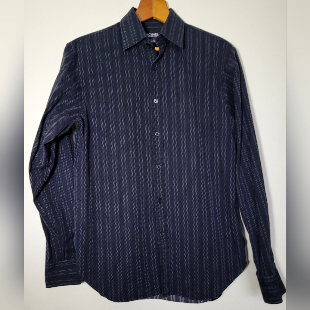 Michael Kors Men's Black Striped Shirt Size S 100% Cotton EUC